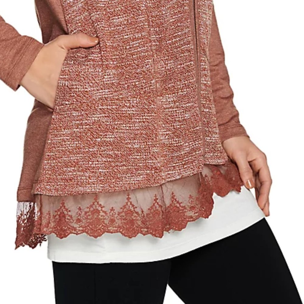 Logo Lori Goldstein Terry Patchwork Zip Cardigan - image 3